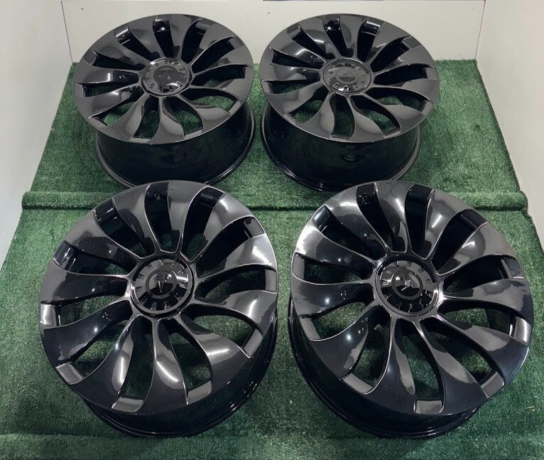 Staggered Set 21" Tesla Model Y Uberturbine 2020-2025 OEM Wheels Rims Gloss Blk