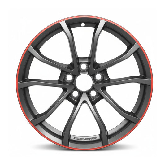 Chevrolet Corvette 2012 5538 OEM wheel rim 19 x 10 Black w/ Red Lip FRONT