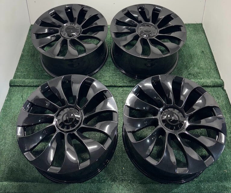 Set 21x9.5 Tesla Model Y Uberturbine 2020-2025 OEM Wheel Rim Non-Staggered Black